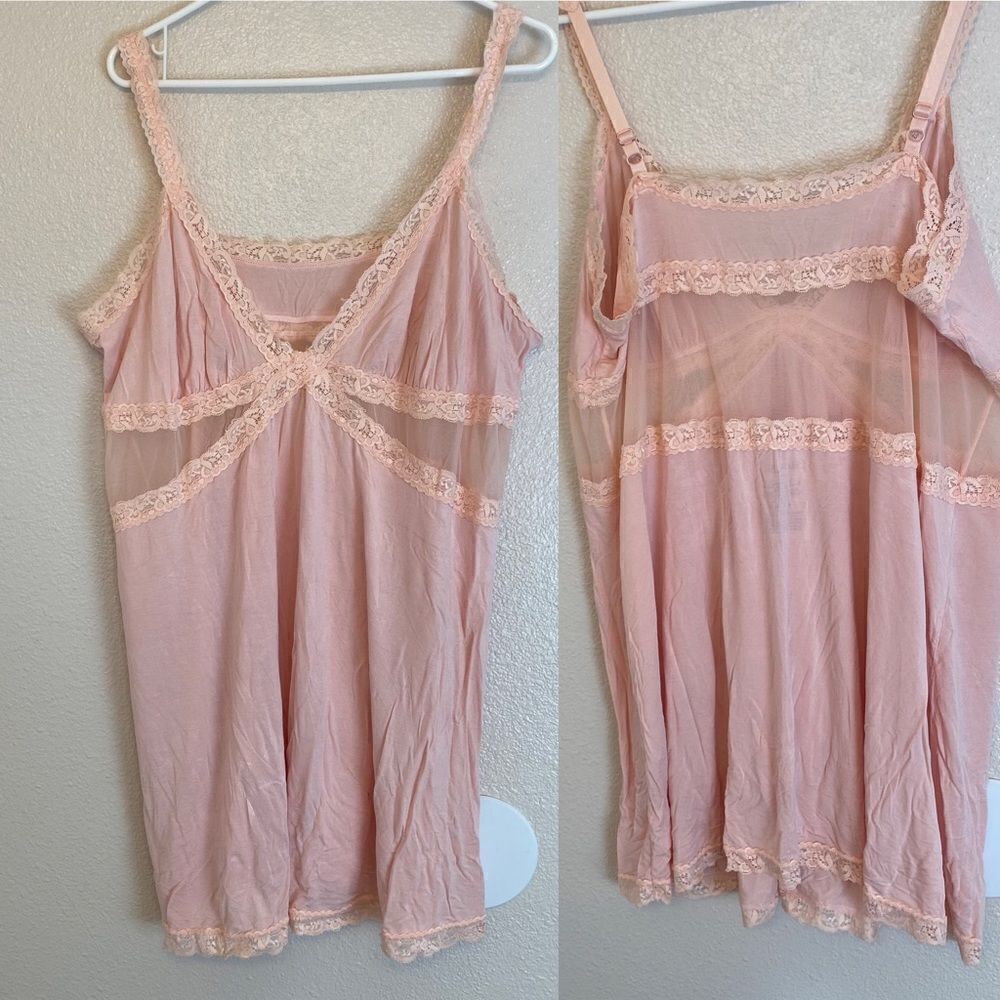ADORE ME pink mesh stretch jersey nightie lingerie top plus side 2XL